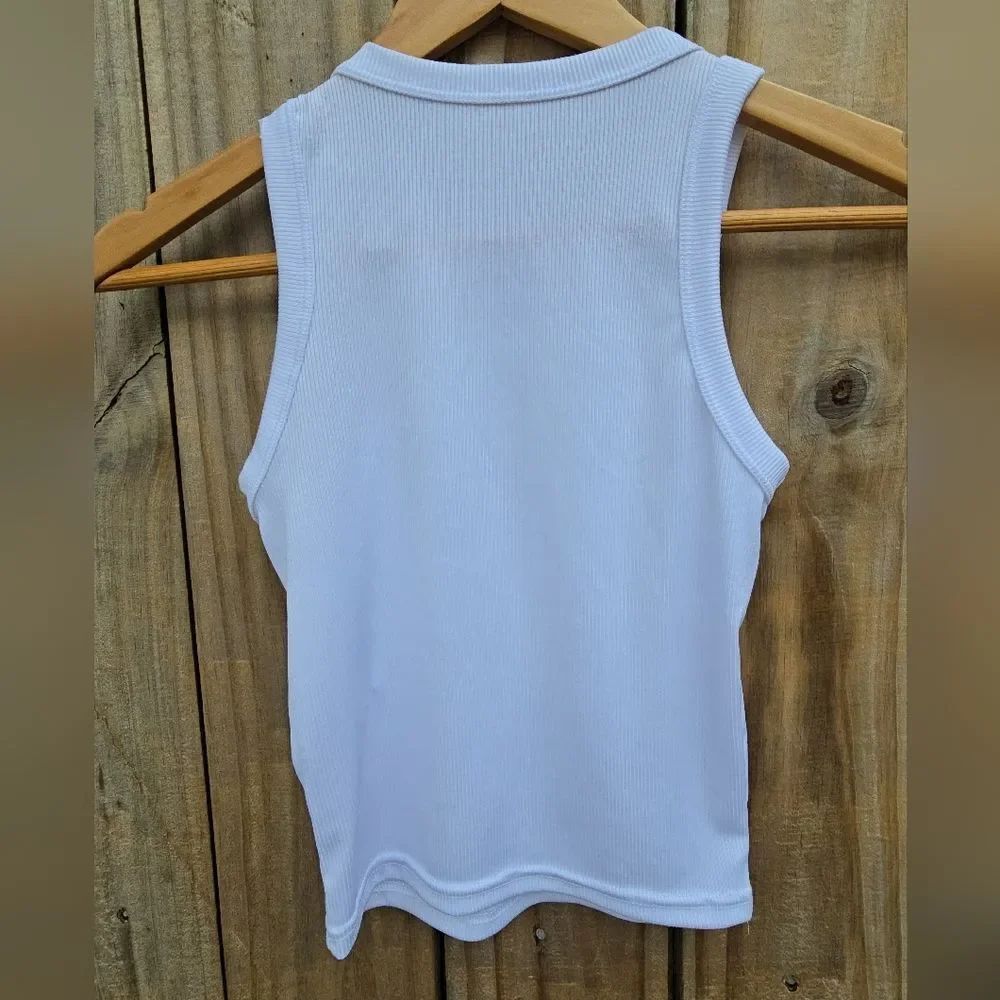 Great Condition- White Ribbed Tank Top - Picture 3 of 4
